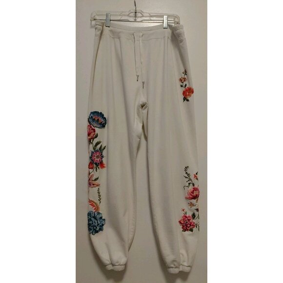Driftwood Joggers White With Floral Embroidery XL - Picture 2 of 9